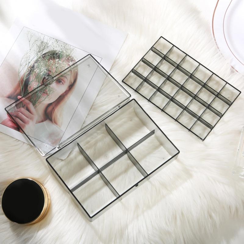 30 Grids Acrylic Jewelry Organizer for Cosmetic Storage Box Makeup Organizer Clear Case with Lid for Beads Rings Earrings