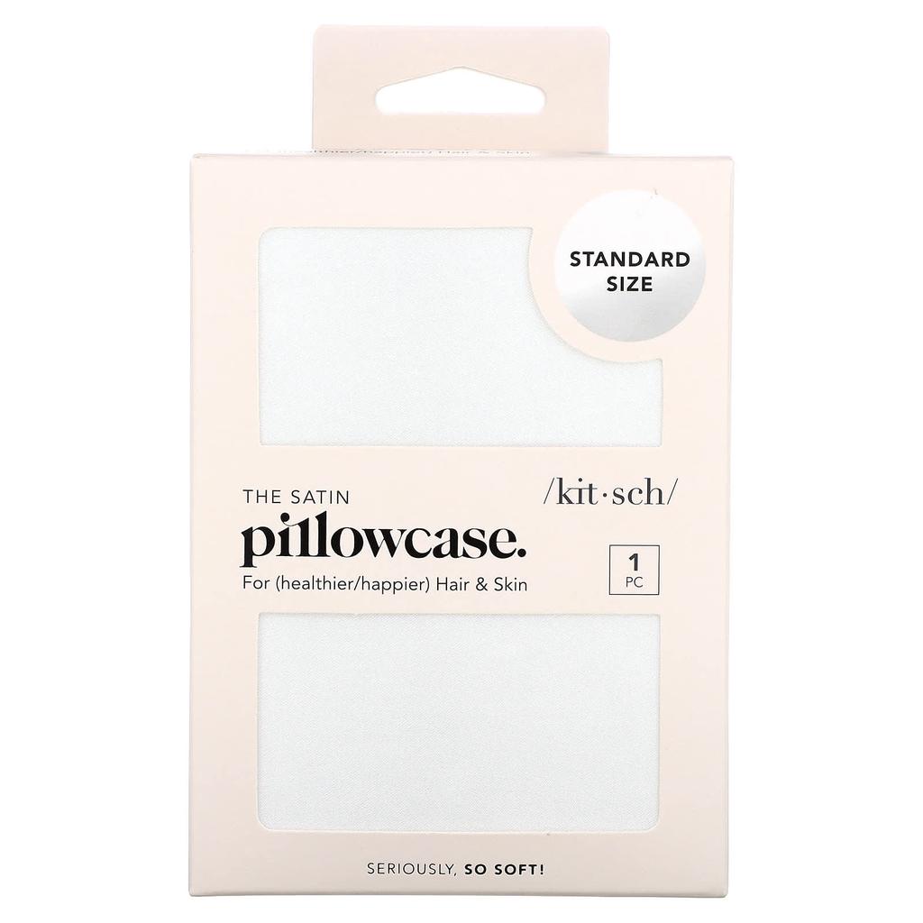 Satin Pillowcase, Standard Size, Ivory, 1 Pillowcase