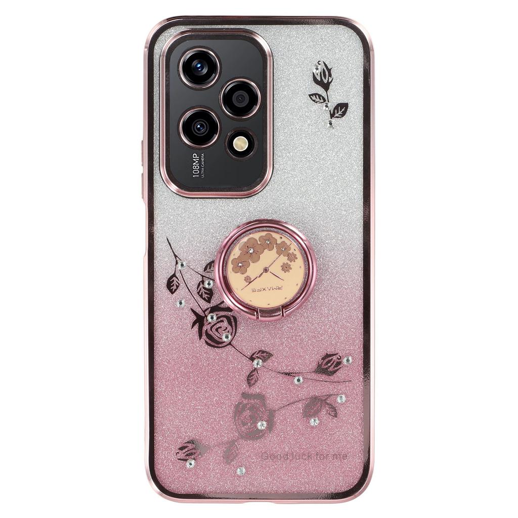 KADEM Für Honor 200 Lite Hülle mit Ringhalter Blumen Design TPU Glänzende Handyhülle