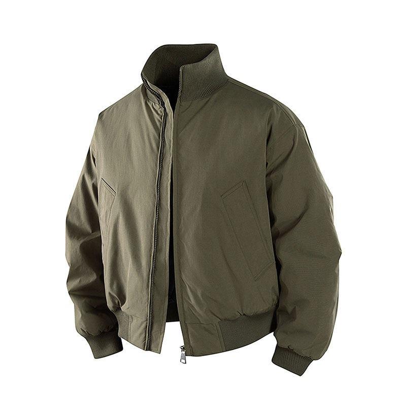 Men's American Style Cotton Flight Jacket: Thickened Autumn/Winter Warm Stand Collar Baseball Outerwear