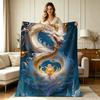 Soft Flannel Blanket with Mythical Eastern Dragon And Laughing Print for All Season Warm Cozy Throw Blanket for Couch Bed Sofa Office Living Room Deco