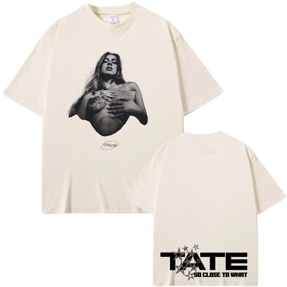 Tate McRae So Close To What Miss Possessive 2025 T-shirts Men Women Fashion Vintage Oversized Short Sleeve Cotton Male T Shirts