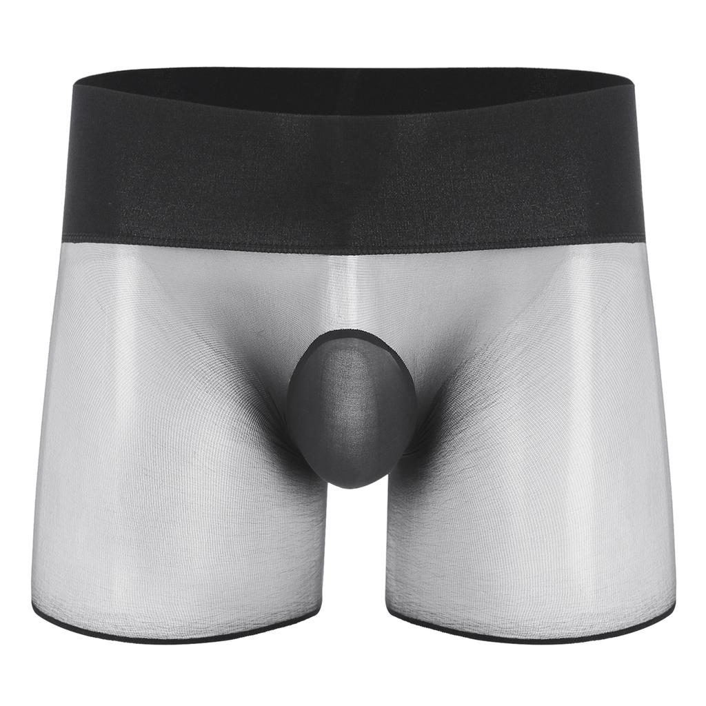 Mens See Through Ultra Thin High Waist Boxer Shorts Sheath Lingerie Underwear