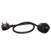 Portable Use Cable, EU 4.8mm Female Receptacle with British Three Pin Male End, Black Three Wire Cord for Mains Matching