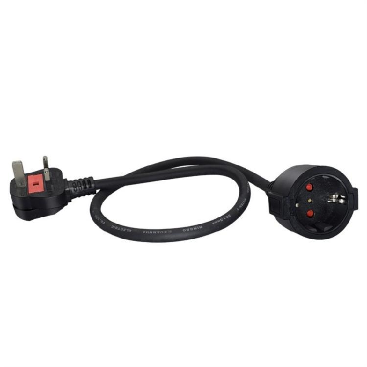 Portable Use Cable, EU 4.8mm Female Receptacle with British Three Pin Male End, Black Three Wire Cord for Mains Matching