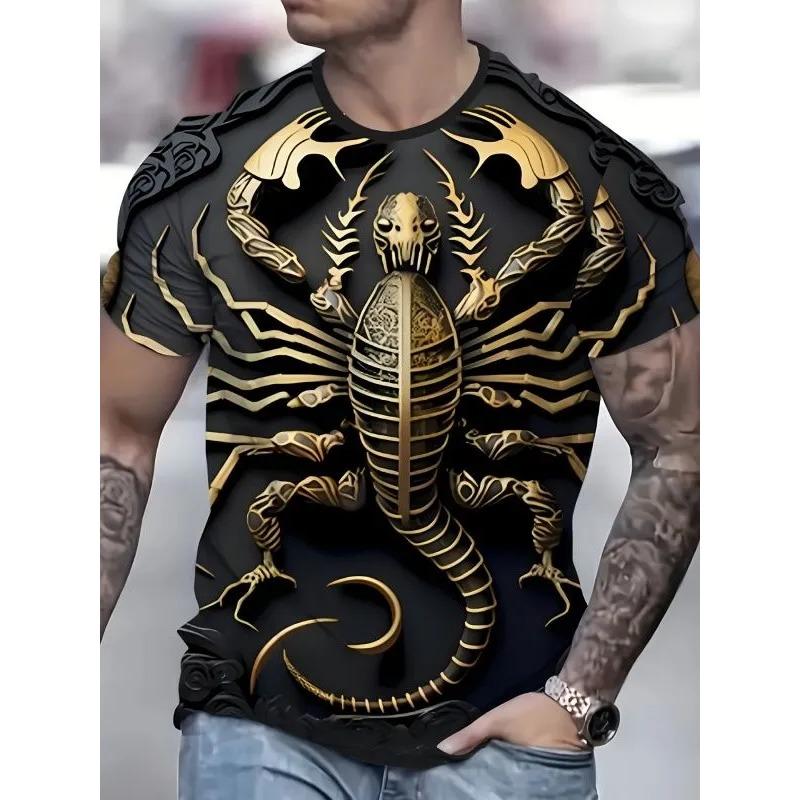 Summer Men's 3D Printed Crew Neck T-Shirt Fashion Versatile Trend Breathable Casual