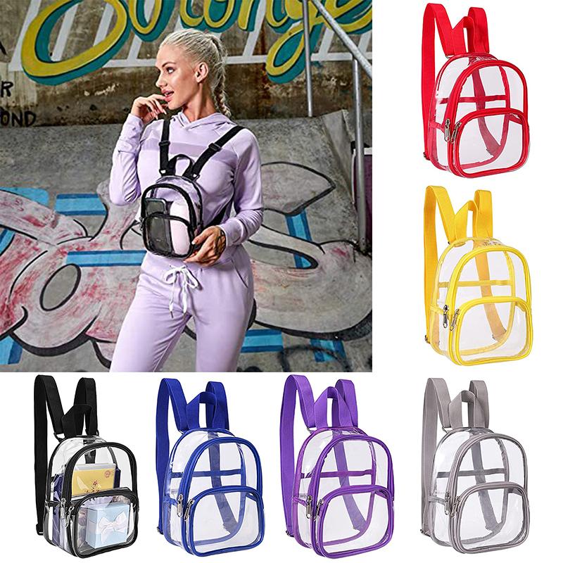 Pvc Transparent Backpack  Simple Lightweight Backpack Cute Mini Clear Bags Waterproof Travel Schoolbag Sports Bags