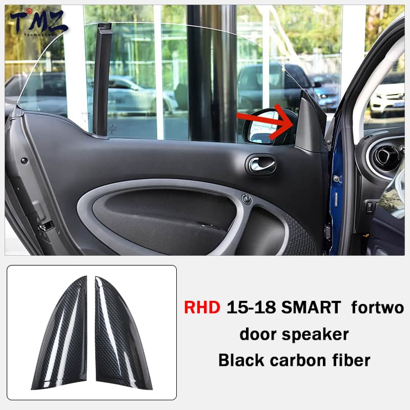 Center Console Panel Black Carbon Fiber Car Interior Sticker Suitable for Mercedes-Benz Smart Fortwo 453 LHD 2015-2018