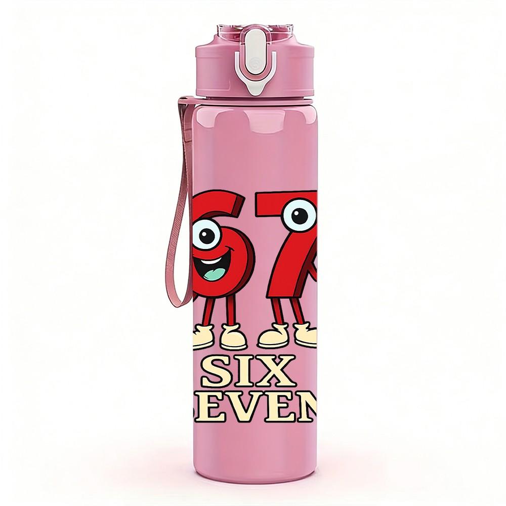 1PC Number 67 Six Seven Graffiti Art Print 750ml Color Plastic Sports Water Bottle Leakproof Flip Straw Lid Suitable for Sports Office Home Use