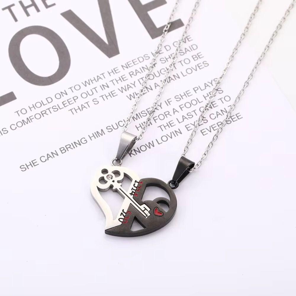 Personalized Design Pendant Necklace Fashion Stitching Heart Shape Necklace  Valentine'S Day Gift