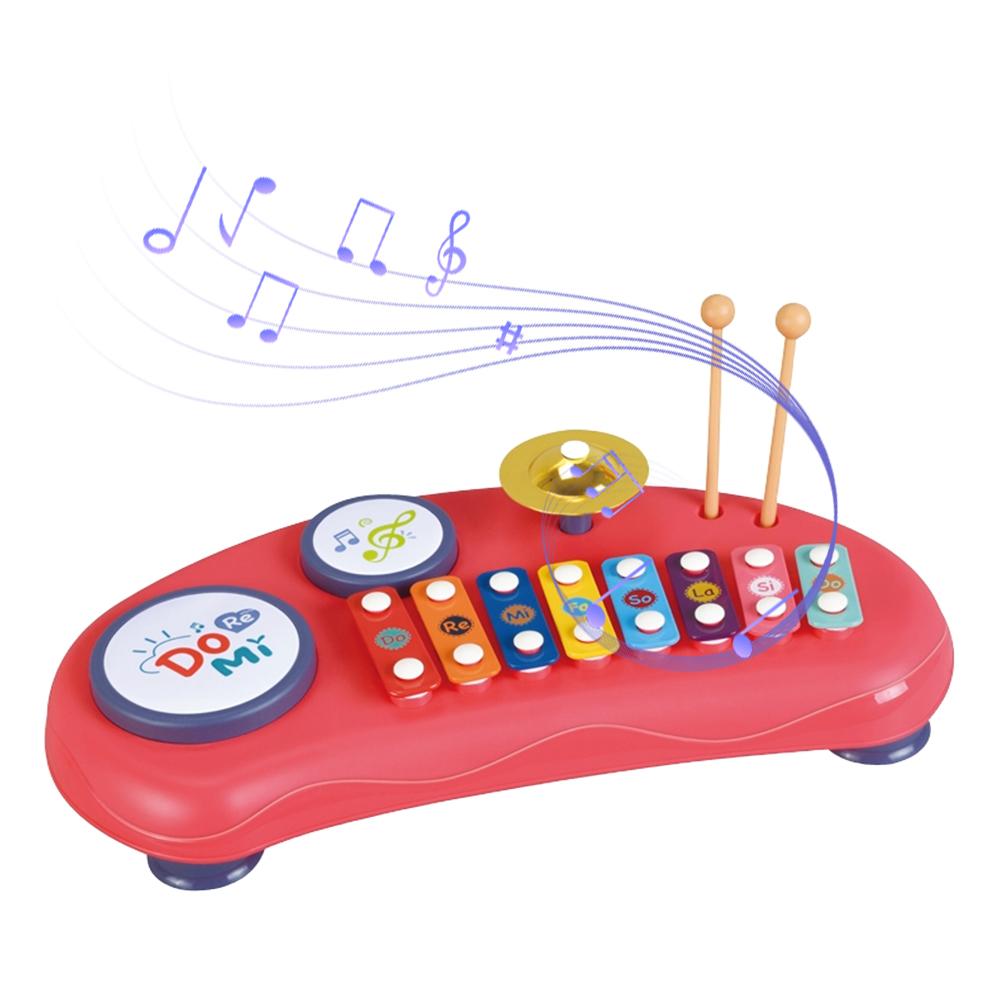 

2 в 1 ксилофон барабанный набор музыкальные инструменты подарки на день рождения многофункциональный хлопающий барабан красочный 8 красный