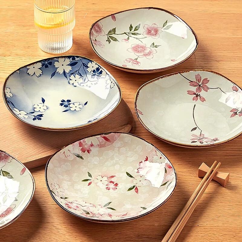 Flower Sea Series Japanese Ceramic Deep Square Plates