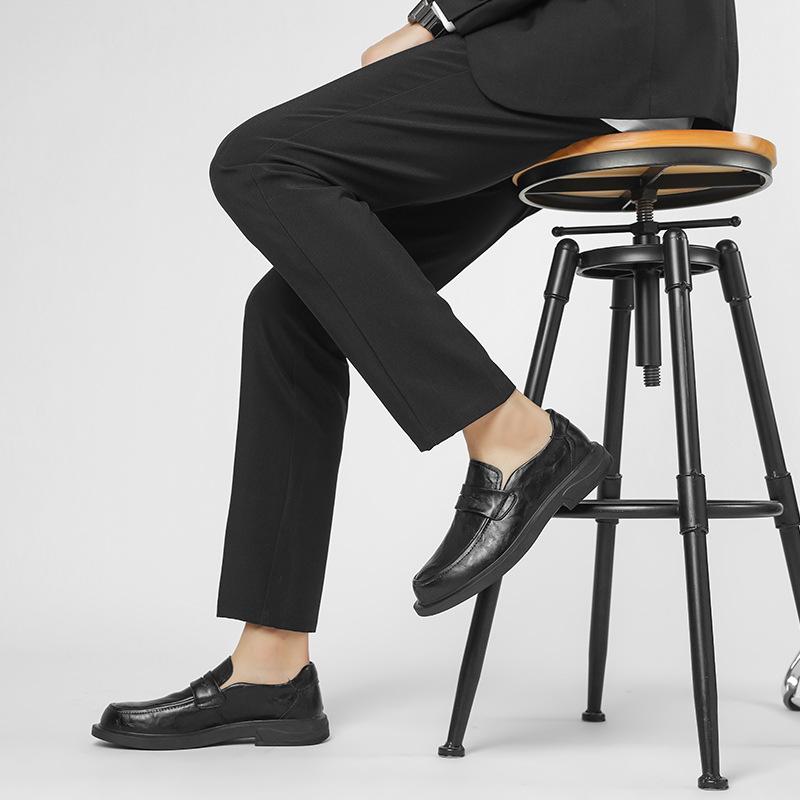 Leather Shoes Men's Popular Men's Leather Casual Leather Shoes Business Dress British Loafers Versatile One-pedal Lazy Shoes