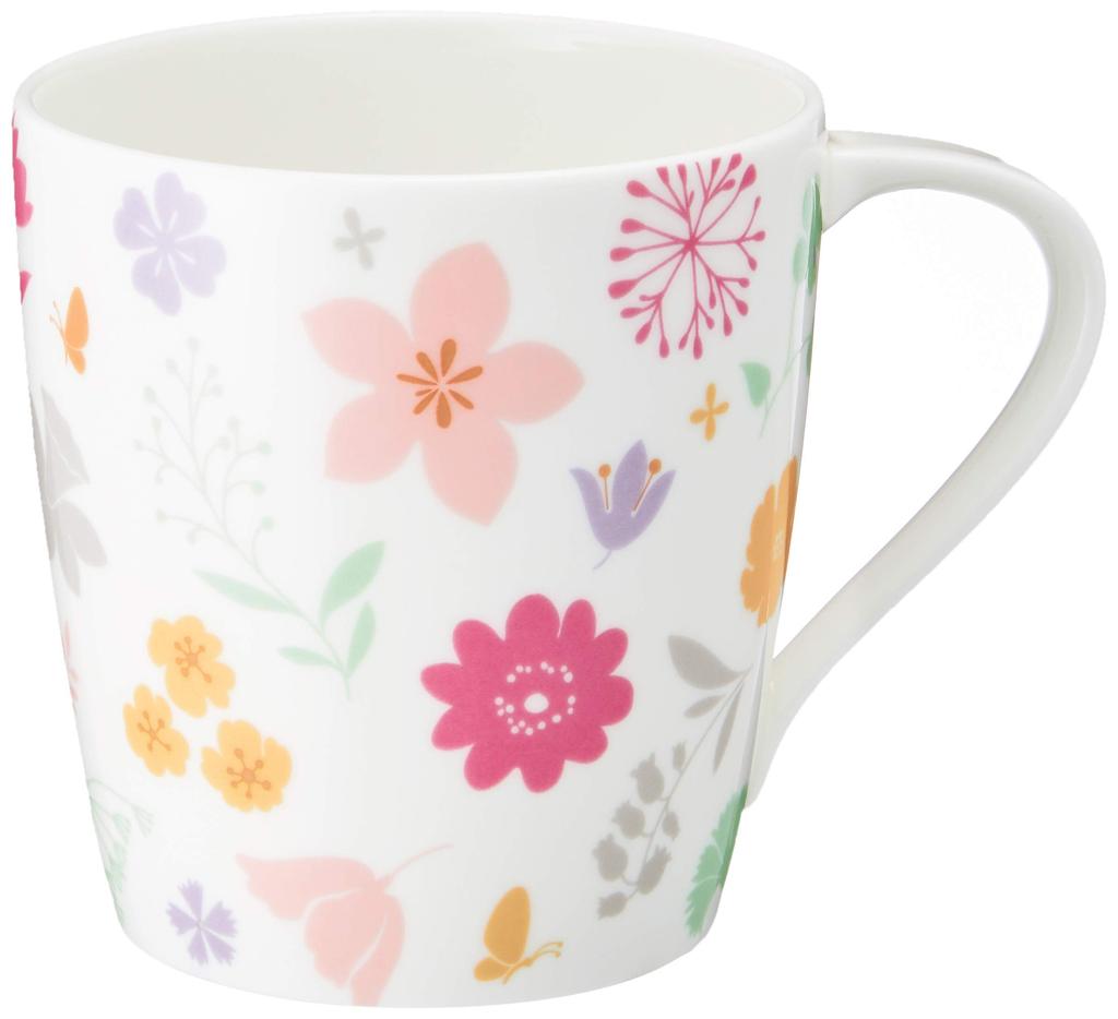 NARUMI Styles Cafe Mug, 290cc, Pink Flower Design, Cute, Microwave and Dishwasher Safe, Gift Boxed, 51198-2697