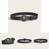 Punk Skull Leather Belt For Men With Metal Snap Closure For Casual Streetwear
