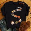 Cute Sushi hug Women T-shirts Summer black Short Sleeve T shirt girl femme O-Nock Kawaii Clothing Top tee Ladies Harajuku Tshirt