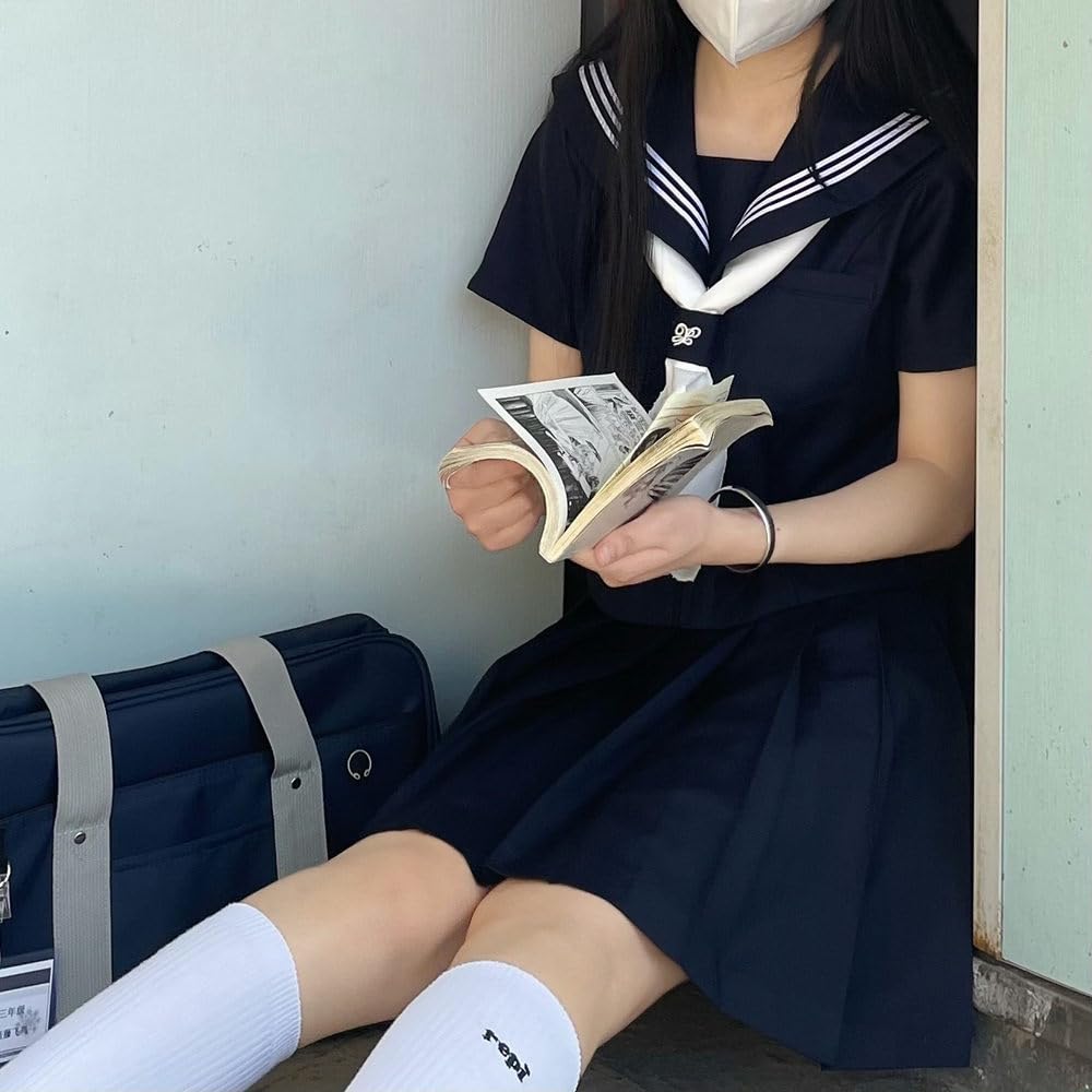 Sailor navy for high school JK Halloween short front pleated class authentic navy blue school school graduation school set [GSYCL] uniform, blue,