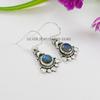 Labradorite Gemstone Earrings: Round Sterling Silver Boho Earrings