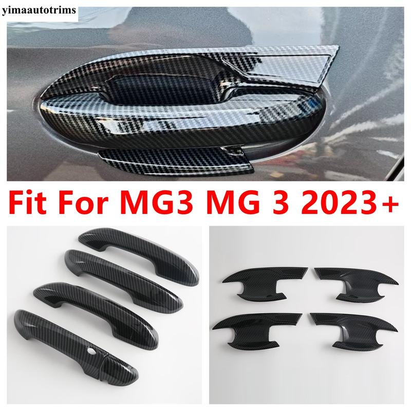 Car Outer Door Handle Bowl Decoration Protection Cover Trim ABS Carbon Fiber Accessories Exterior For MG3 MG 3  2024 2025