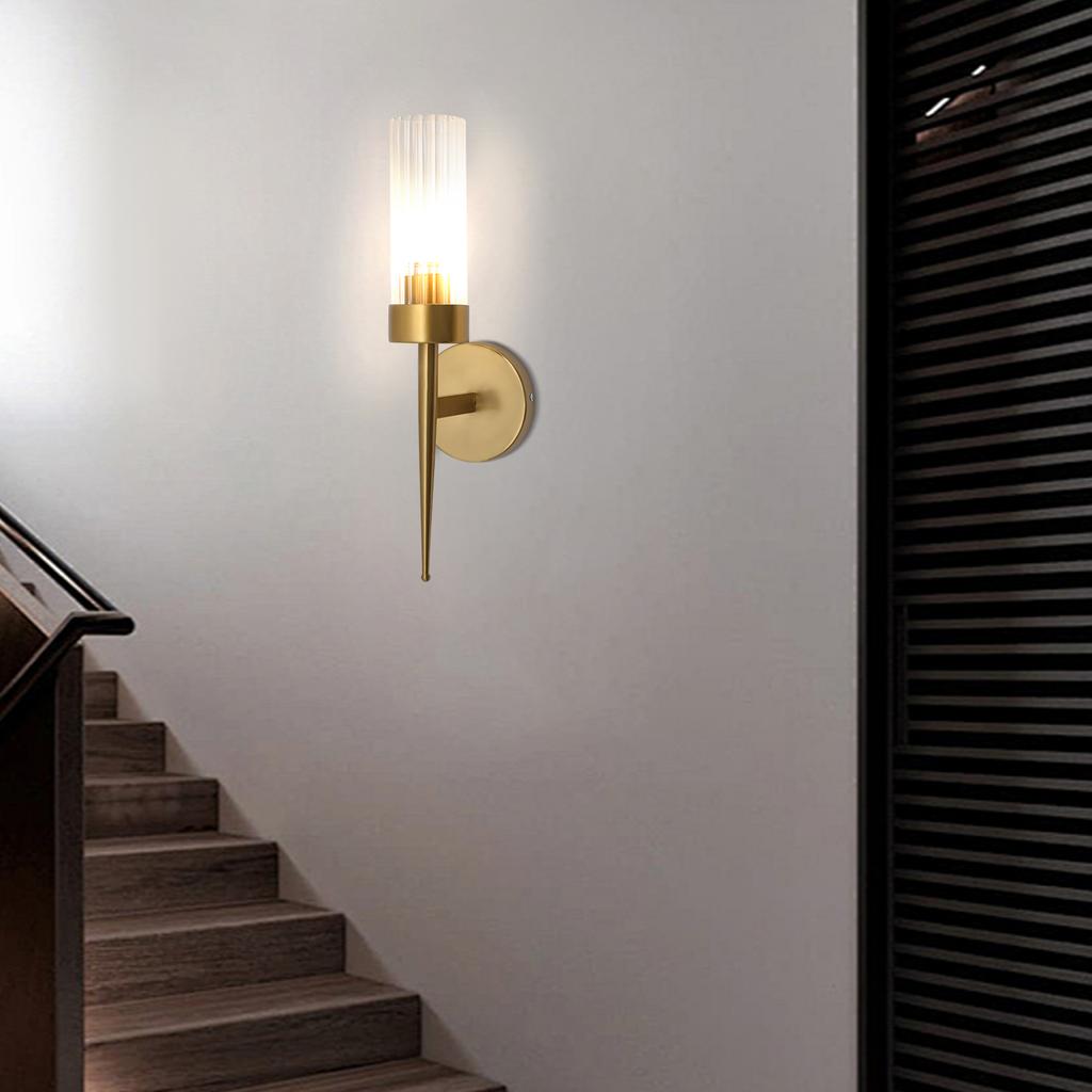 Moderne goldene Wandleuchte, einflammig, 110V, fest verdrahtete Leuchte, E26-Glühbirne kompatibel(60 W max.) für Flur- und Treppenbeleuchtung