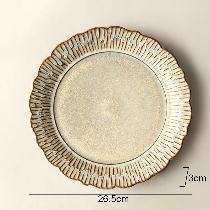 Retro Relief Ceramic Dinner Plate Restaurant Steak Plate Dessert Pasta Plates Fish Plate Molecular Cuisine Specialty Tableware