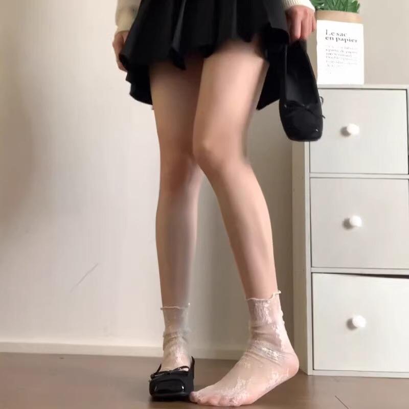 Transparente Netz-Ballettsocken mit Blumenmuster für Wade, für Frühling/Herbst