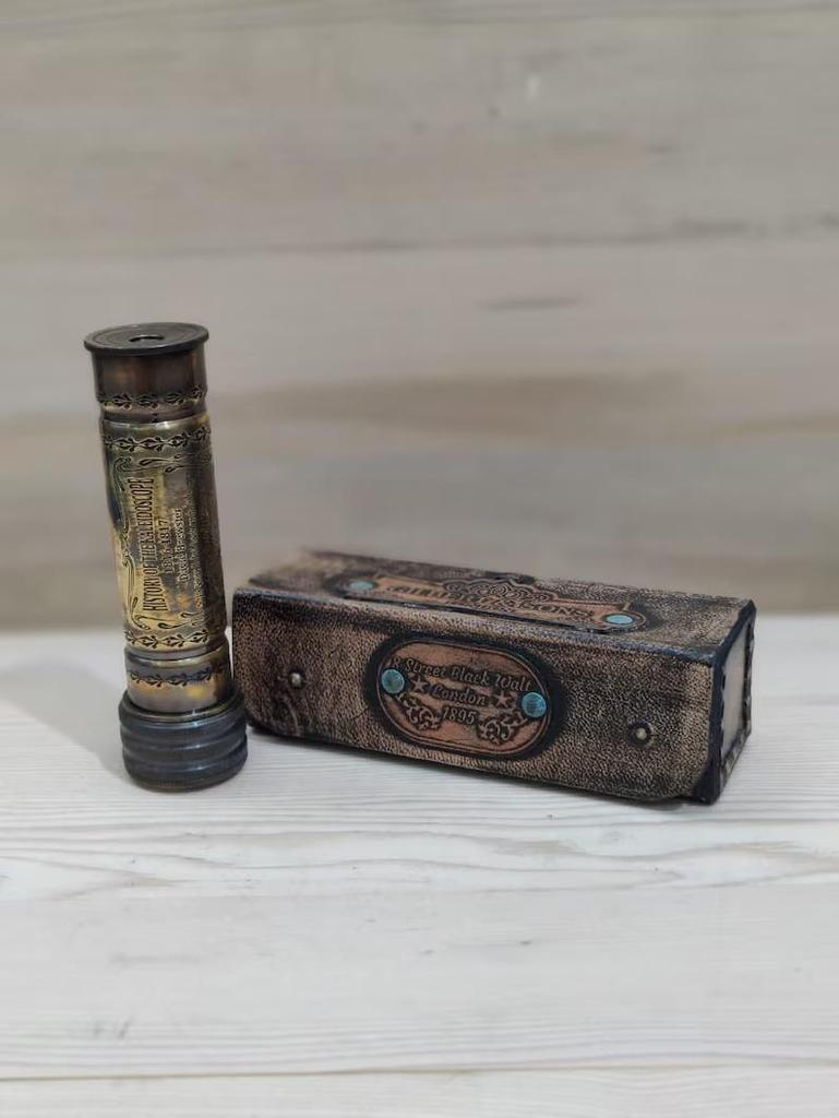 Brass Kaleidoscope, Personalized Kaleidoscope with Leather Case, Multicolored Creative Kaleidoscope, Birthday Gift For Son, Gifts for Kids