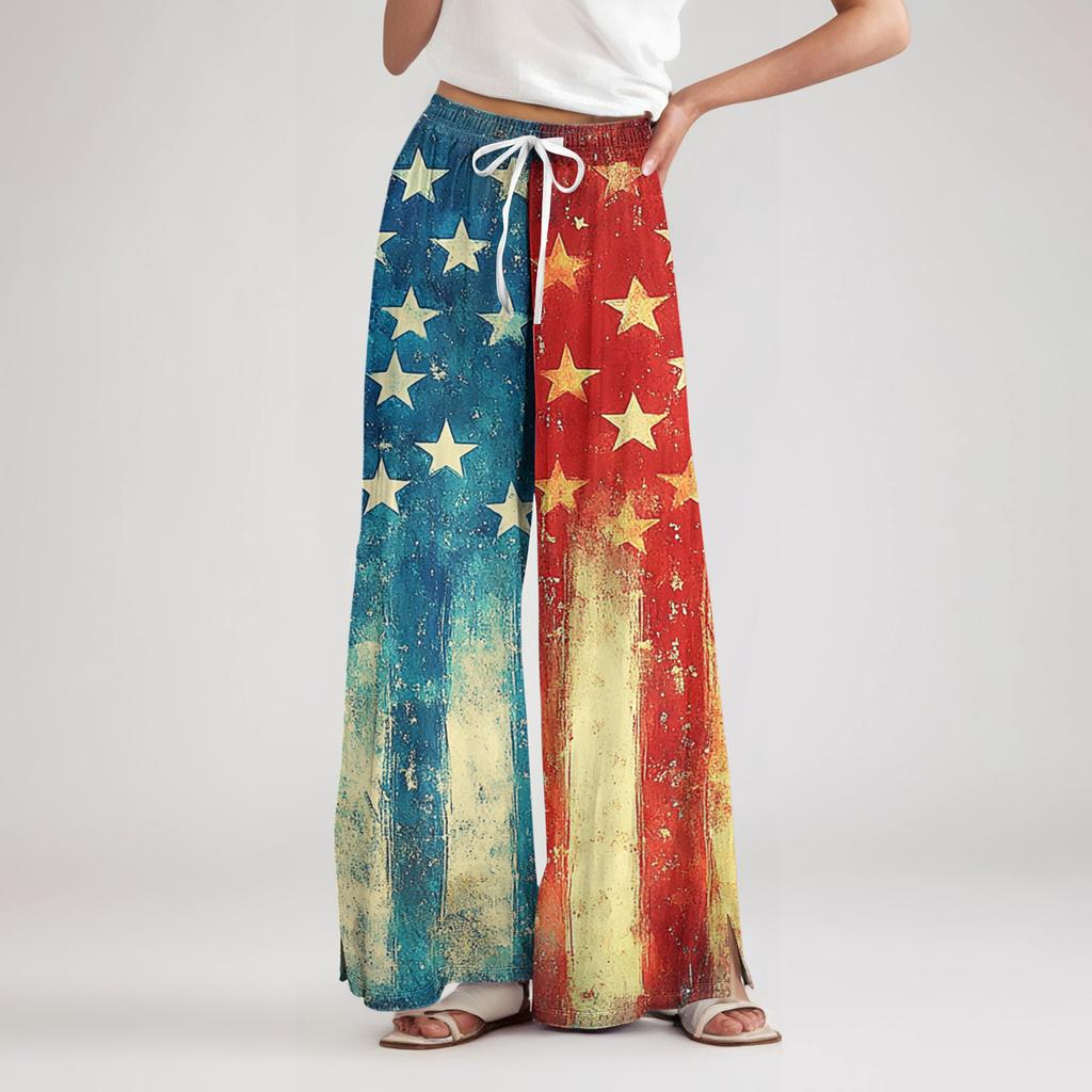 Womens Pants Wide Leg Drawstring High Waist Lounge Pants for Women with Casual Printed Design and Comfortable Fit