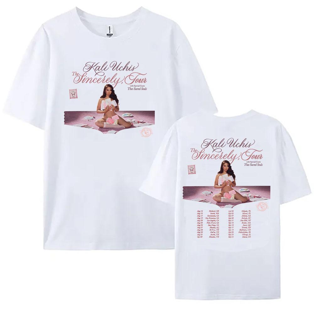 KALI UCHIS Sincerely Tour 2026 T-shirt Women Clothing Short Sleeve Cotton Loose Tshirts Streetwear Unisex Summer Female T Shirt