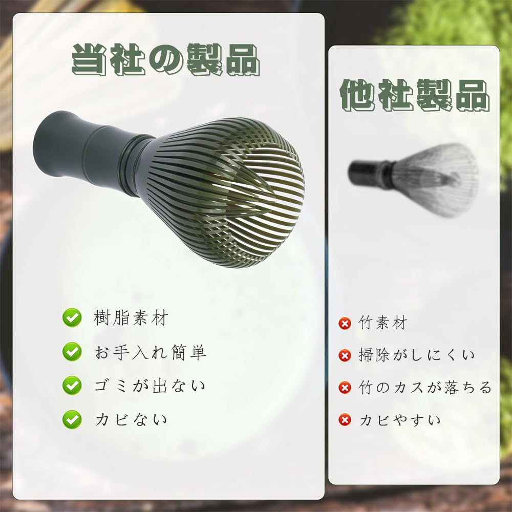 YIBOOOM Matcha Blender, Matcha Brush, Chasen (Chasen), Reusable Resin Chasen, Whisk Tool, Burr-Free, Mold-Resistant, Easy To Clean, Quick To Dry, Tea