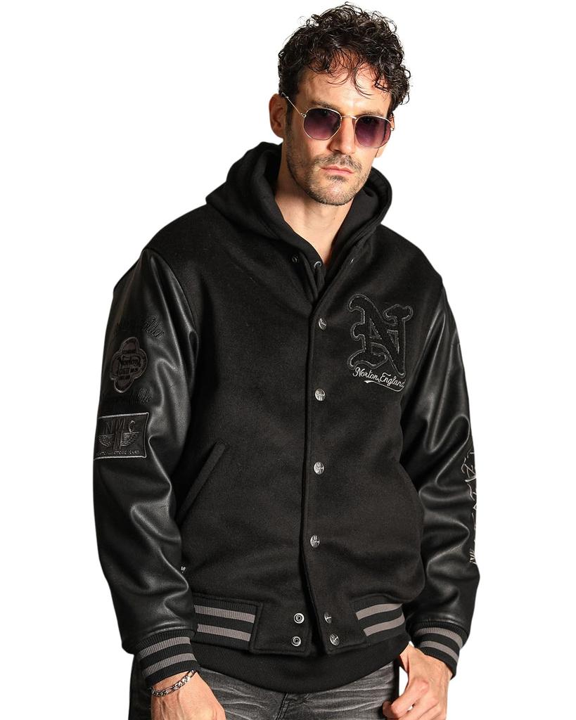 norton Monotone Sagara Stadium Motorcycle Casual Size 243N1707 Men's Jacket, Wear, Outerwear, Black, M,
