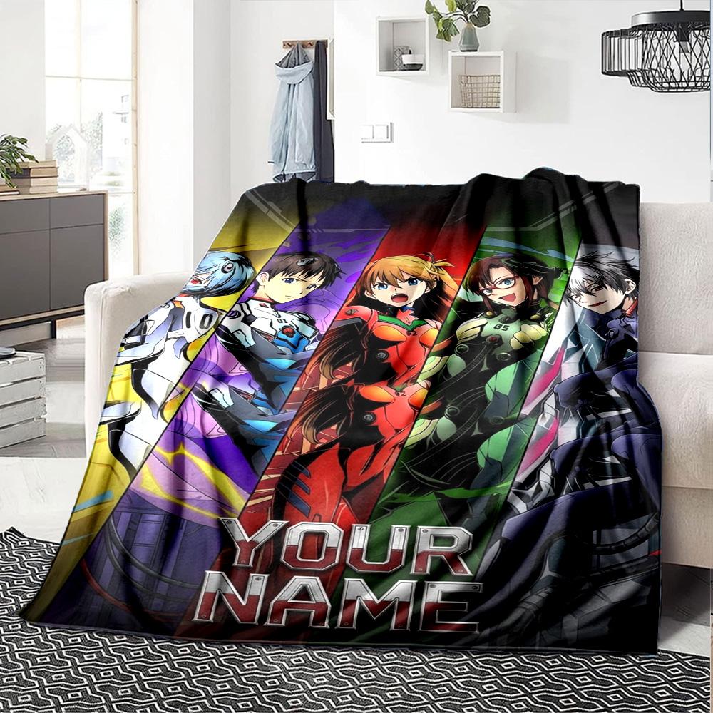 Name Custom Neon Genesis Print Flannel Blanket High Quality Warm Comfortable Cover for All Seasons Perfect for Gifts Home Decor