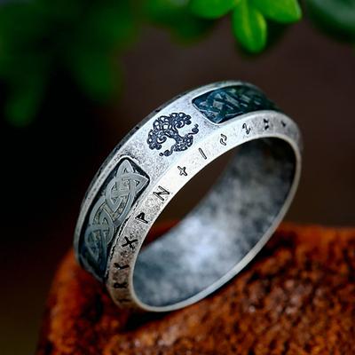 Vintage Nordic Vikings Tree Of Life Ring For Men Women Stainless Steel Odin Viking Celtic Knot Ring  Amulet Jewelry Gifts