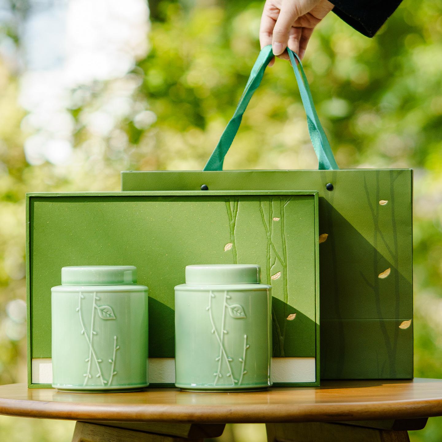 2026 Spring Ceramic Tea Can for Longjing, Maofeng, Biluochun, Yulu, White Tea - Empty Gift Packaging Box
