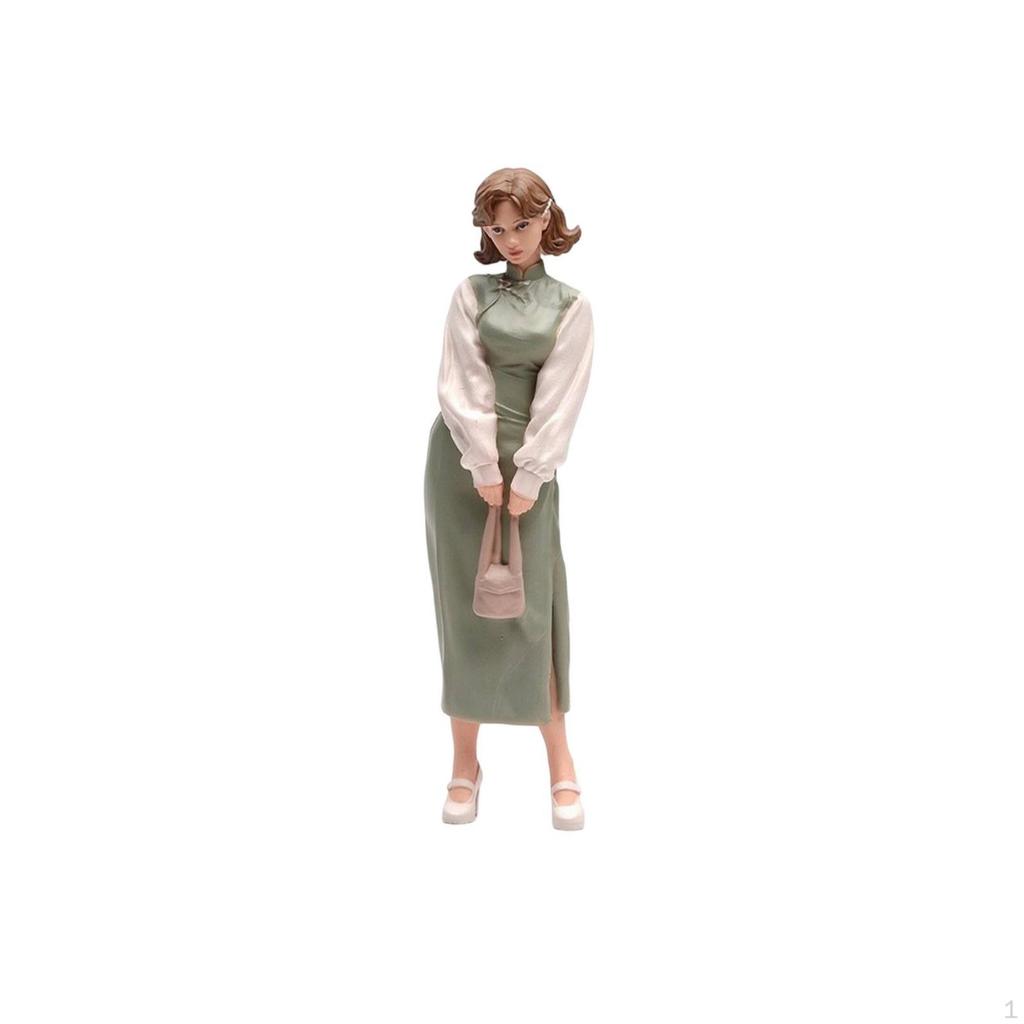 Woman Figurine HandPainted Miniature People Figurines Collectible Resin Figure for Diorama Builders,