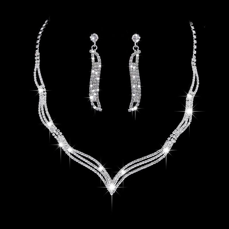Radiant Zircon Water Drop Necklace and Earrings Bridal Set