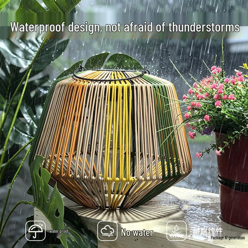 Handmade Solar Rattan Lantern - Four Colors, Stylish Decorative Garden Lamp