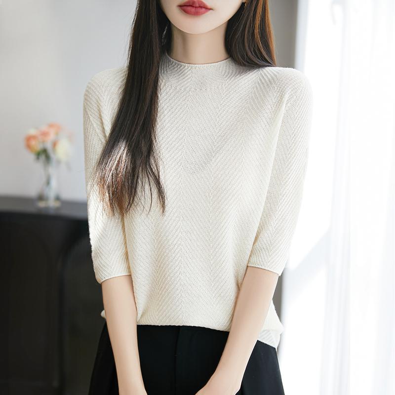 All-Season Women's 50% Wool 50% Silk Sweater | Lightweight Warm Blend Pullover | Luxury Cashmere Silk Knitwear