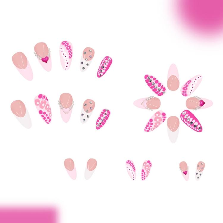 Almond Nail Tips Fake Nail Glues On Nail Stick On Nail Heart Press On Nail Artificial False Nail for Womens Girls