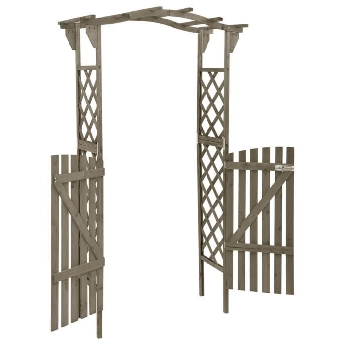 VidaXL Pergola with Gate 116x40x204 Cm Grey Solid Fir Wood