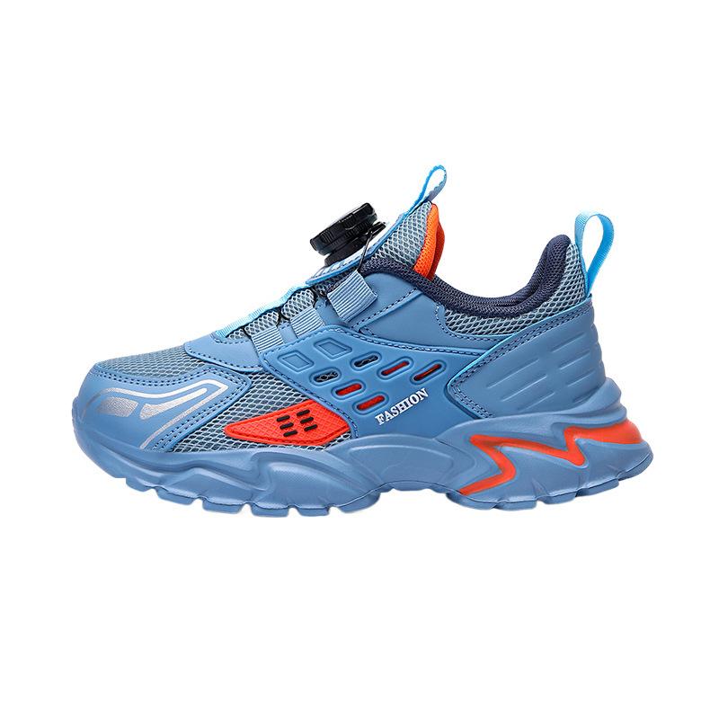 Mesh breathable boys' shoes medium and large children's rotating buckle boys' sports shoes 2025 spring new dad shoes