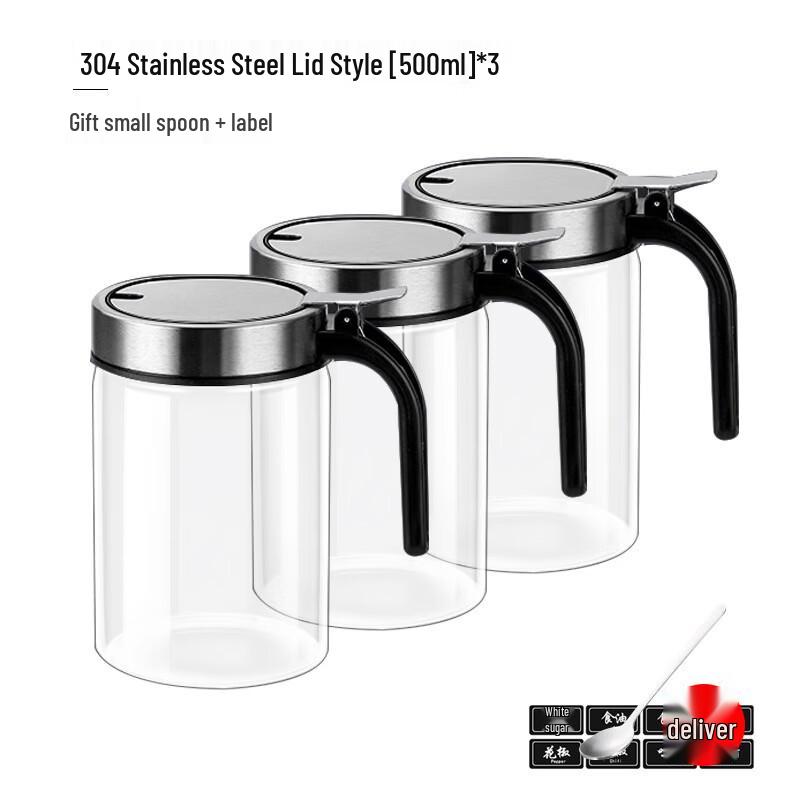 

Ru Han 3-Piece Stainless Steel & Glass Spice Jar Set