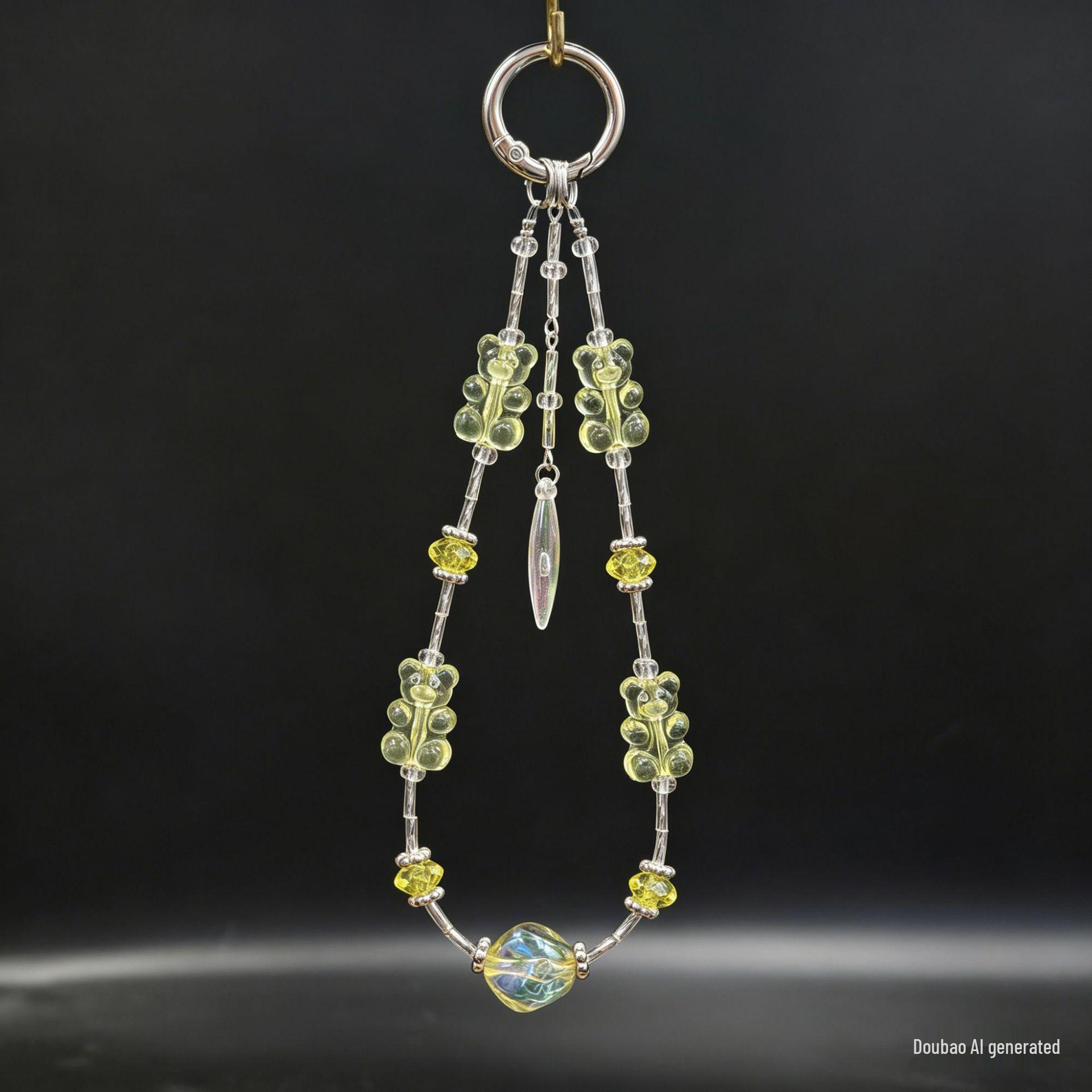 Crystal Pearl Flower Tassel Lanyard: Beaded Phone Charm & Key/Earphone Holder