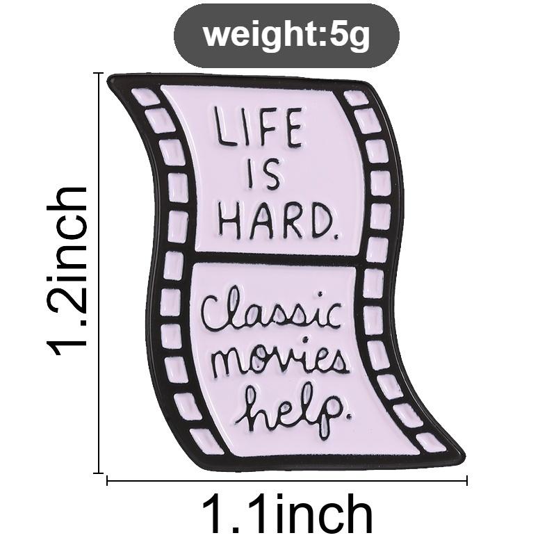 Xiaomi Life Is Hard Classic Movies Help Badge Enamel Pin Retro Film Reel Design Brooch Bags Clothes Jewelry Gift for Cinema Enthusiasts
