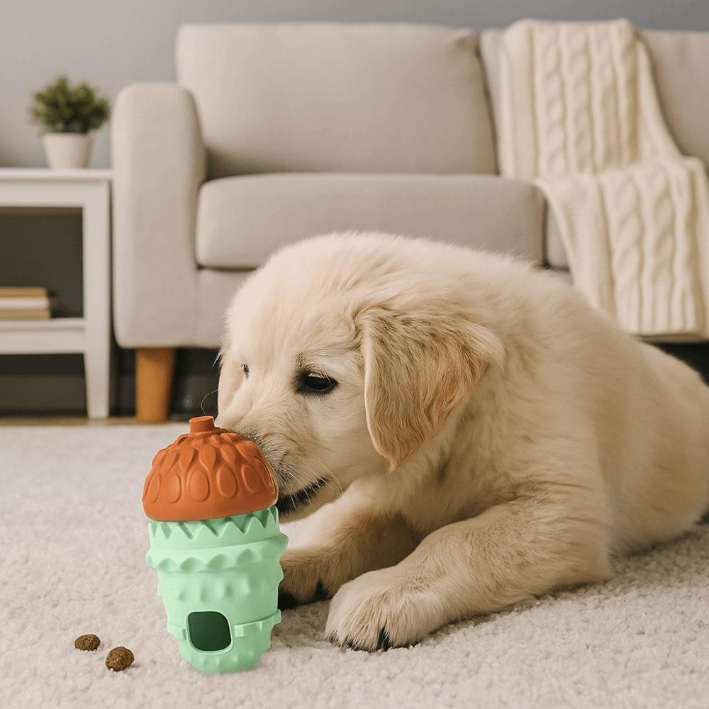 Bite Resistant Pet Leakage Food Toys TRP Pinecone Shape Dog Chew Balls Durable Tooth Cleaning Toy Relieve Boredom