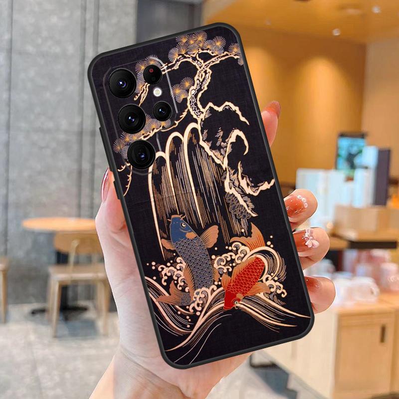 

Chinese Koi Fishes Phone Case For Samsung Galaxy S25 S24 S22 S21 S20 S23 Ultra S9 S10 Plus S25 FE Back Cover Galaxy S23 Plus