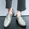 Fashion New Designer Men Pointed Rivets Silver Slip On Loafers Shoes Wedding Dress Prom Formal Footwear Sapatos Tenis Masculino