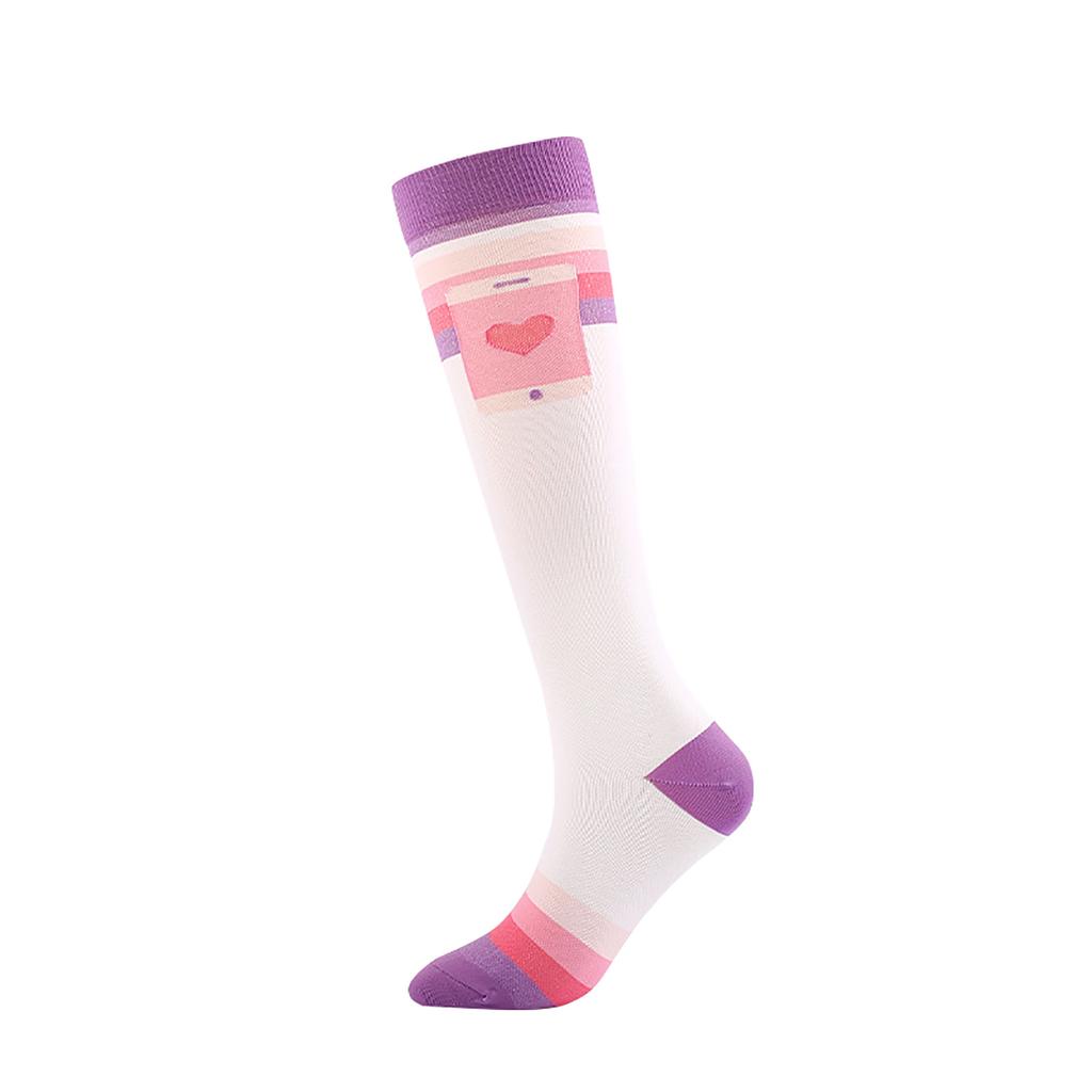 Damen Absorb Sweat Cartoon Print Nylon Long Tube Kompression Outdoor Sportsocken