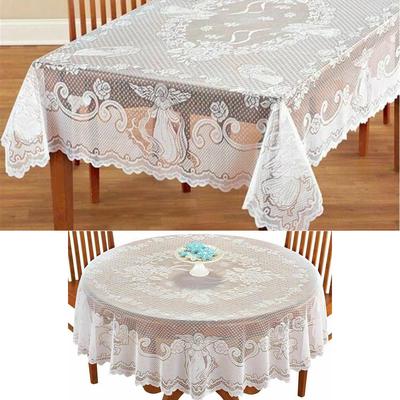 Weiße Tischdecke aus Spitze, rechteckig/rund, für Hochzeit, Weihnachtszeit