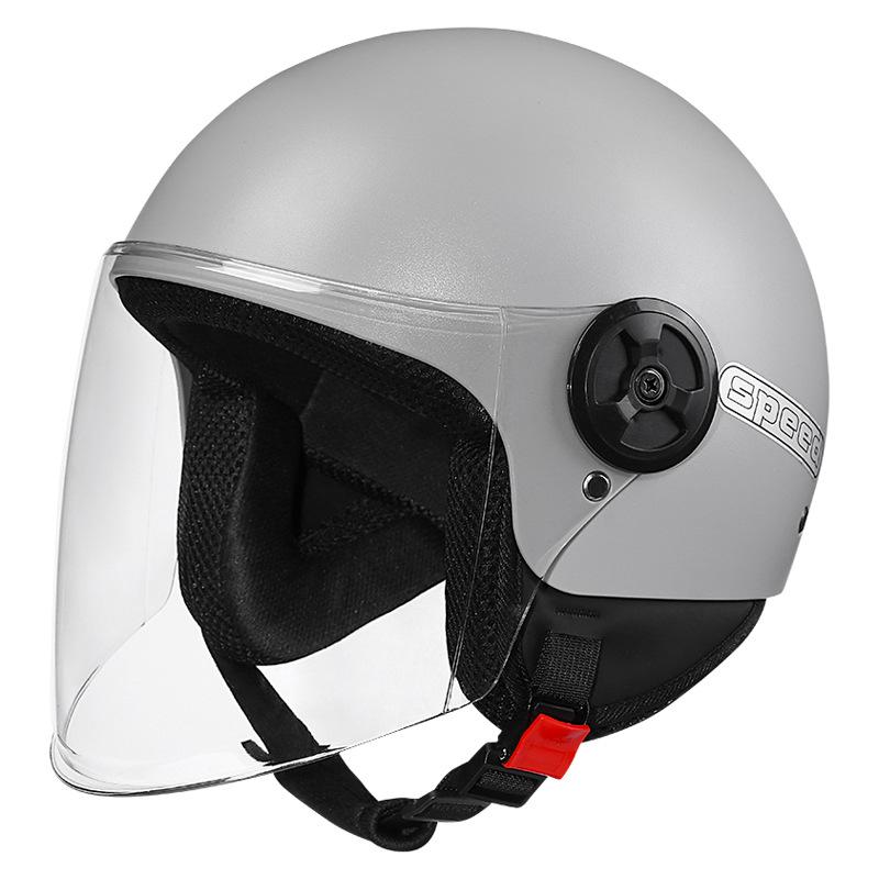 

Helmet electric vehicle motorcycle adult half helmet autumn and winter warm cold helmet men and women L светло-серый